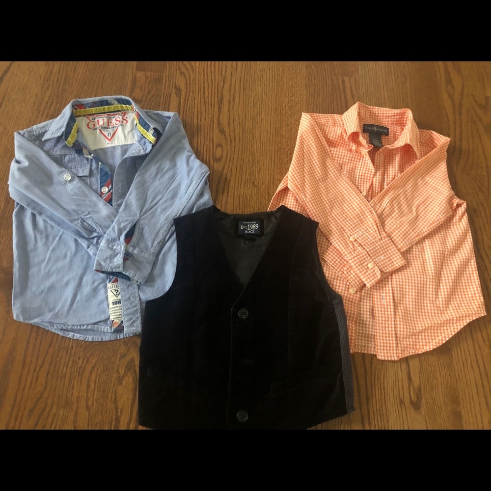 Bundle of 2 boys shirts & a formal vest